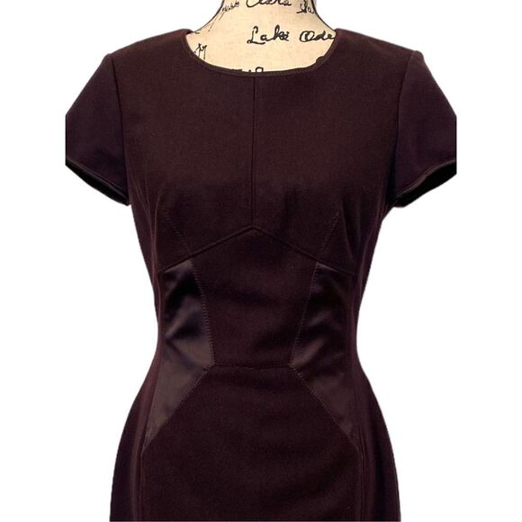 Club Monaco Women's Plum Wool Blend Short Sleeve Sheath Dress Size 6 - Picture 2 of 6